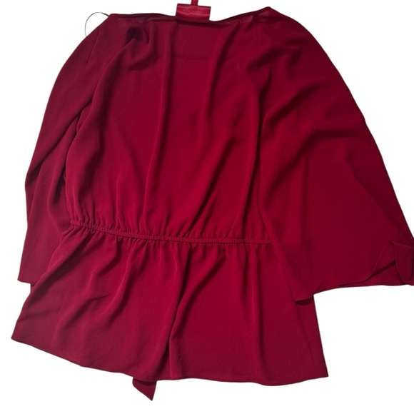 Jennifer Lopez Blouse Red Wrap Top Sheer Women’s Size M - Picture 4 of 7